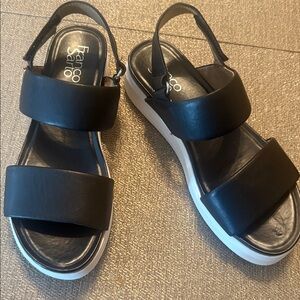 Franco Sarto Black Platform Slingback Sandals
